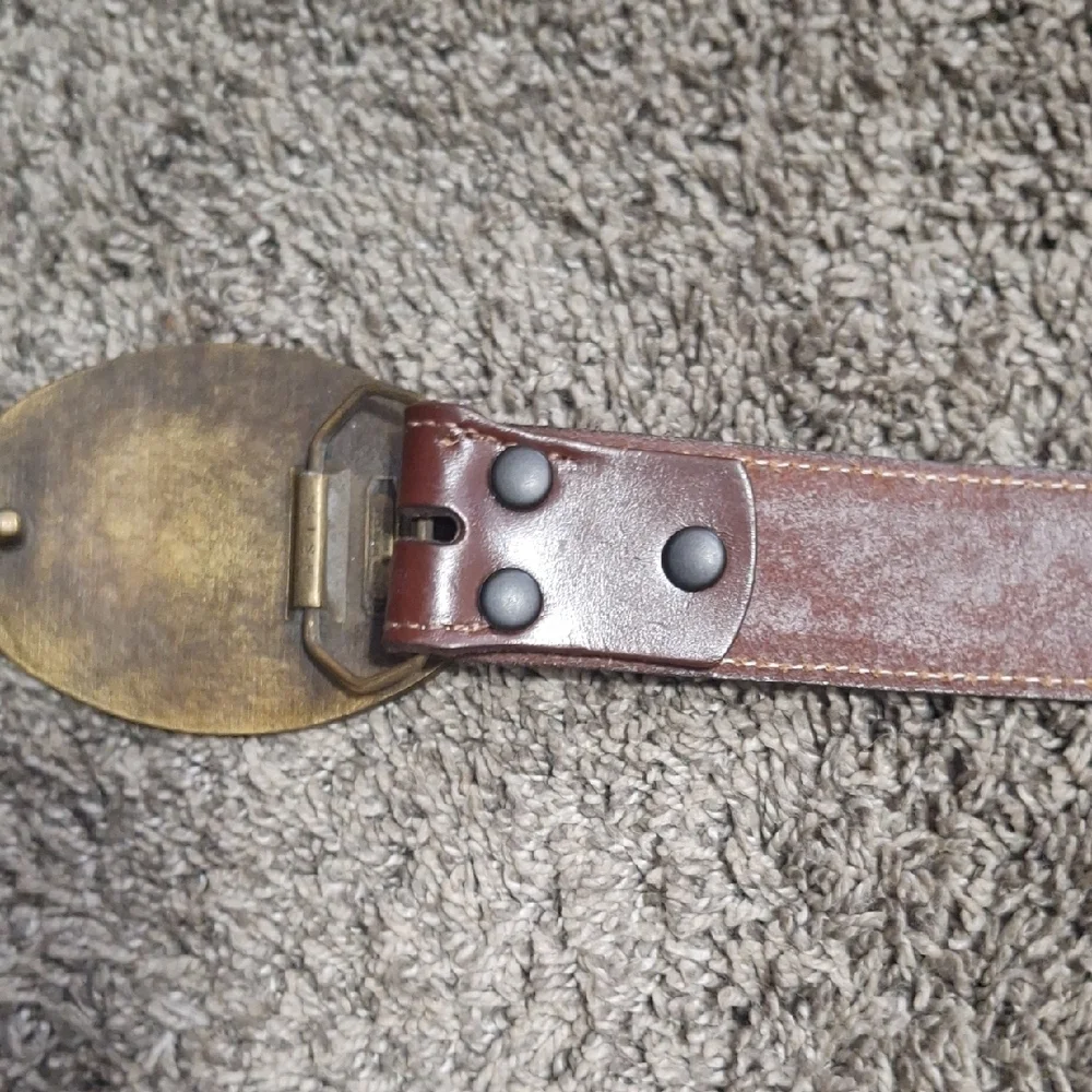 Pacific Brass And Buckle Las Vegas Slots Buckle-Brown Leather Embossed Belt